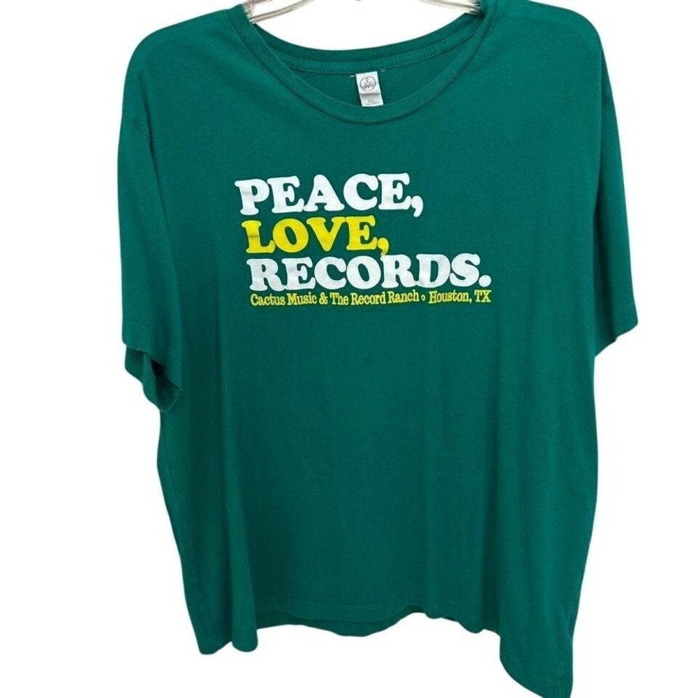 Alternative Apparel Peace Love Records Cactus Music Houston Green T-Shirt XL